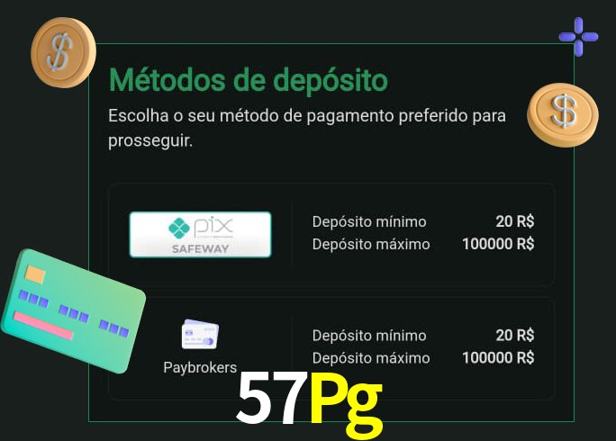 O cassino 57Pg oferece uma grande variedade de métodos de pagamento
